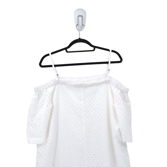 Calvin Klein Women 14 Dress White Cold Off Shoulder Eyelet Polyester - Picture 9 of 9